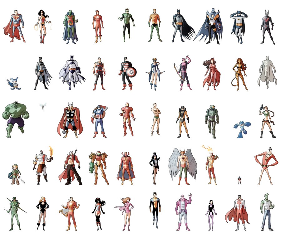 A gallery of characters drawn by Marcio Takara