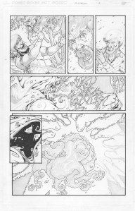 Inking stage one, outlines laid down.  Inks by Kidwell